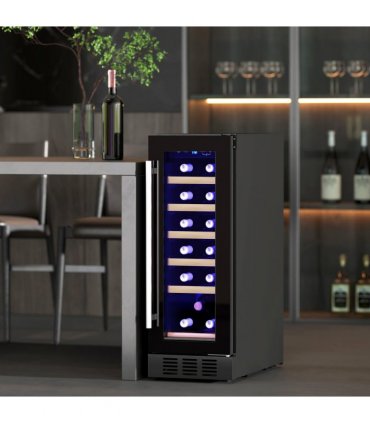 HOMCOM Freestanding / Built-in Wine Cooler Fridge, 19 Bottle, Black