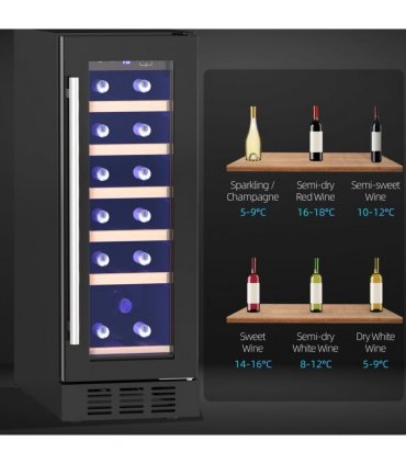 HOMCOM Freestanding / Built-in Wine Cooler Fridge, 19 Bottle, Black