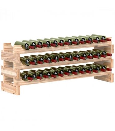 HOMCOM 36 Bottle Shelf Wine Rack Holder Standing Holds Storage Fir Wood Cellar