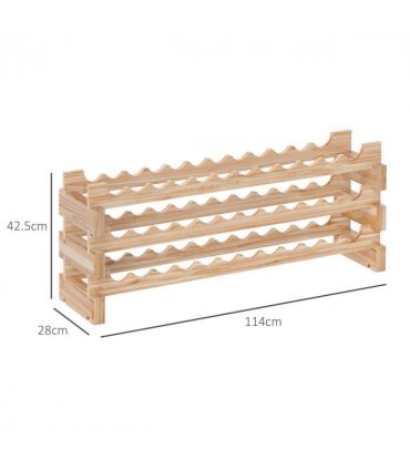 HOMCOM 36 Bottle Shelf Wine Rack Holder Standing Holds Storage Fir Wood Cellar