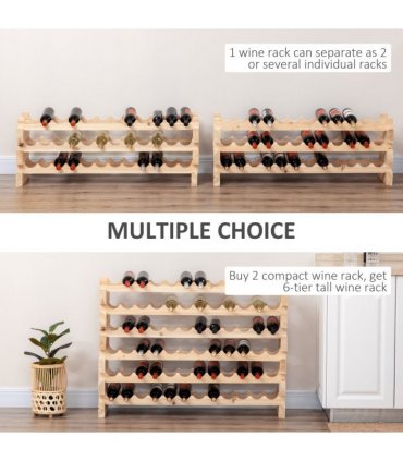 HOMCOM 36 Bottle Shelf Wine Rack Holder Standing Holds Storage Fir Wood Cellar