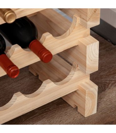 HOMCOM 36 Bottle Shelf Wine Rack Holder Standing Holds Storage Fir Wood Cellar