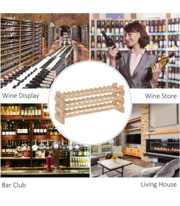 HOMCOM 36 Bottle Shelf Wine Rack Holder Standing Holds Storage Fir Wood Cellar