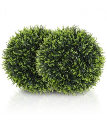 HOMCOM Set of 2 Artificial Plant Topiary Balls, Faux Plants for Decor, Green