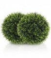 HOMCOM Set of 2 Artificial Plant Topiary Balls, Faux Plants for Decor, Green