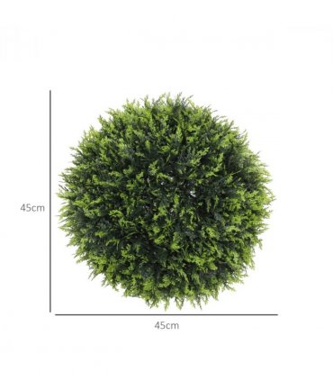 HOMCOM Set of 2 Artificial Plant Topiary Balls, Faux Plants for Decor, Green