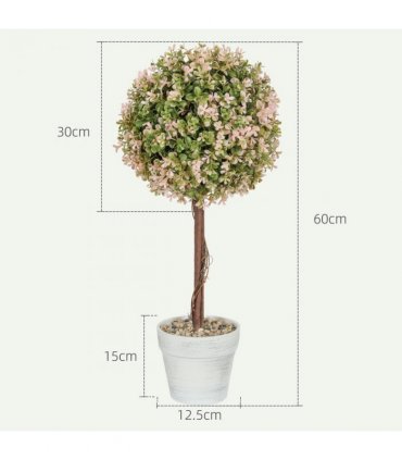 HOMCOM Set of 2 Decorative Artificial Plants, Cream White