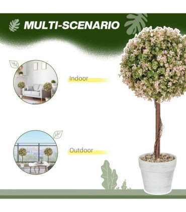 HOMCOM Set of 2 Decorative Artificial Plants, Cream White