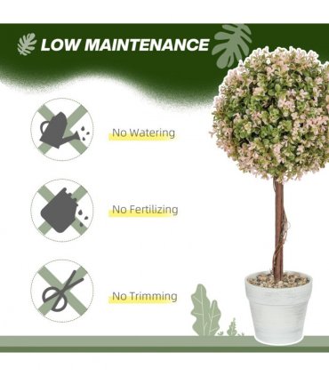 HOMCOM Set of 2 Decorative Artificial Plants, Cream White
