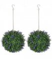 HOMCOM Set of 2 Artificial Plant Topiary Balls, Faux Plants, Purple