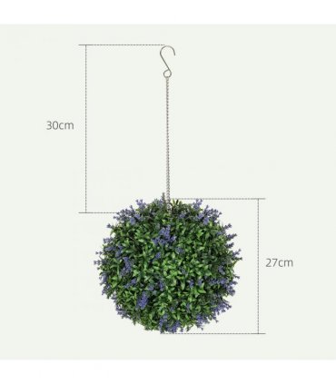 HOMCOM Set of 2 Artificial Plant Topiary Balls, Faux Plants, Purple