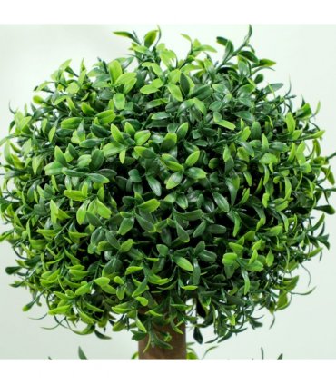 HOMCOM Set of 2 Decorative Artificial Plants Boxwood Trees in Pot, Green