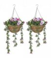 HOMCOM Set of 2 Artificial Plants, Azalea Flowers in Basket