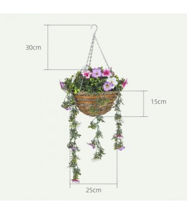 HOMCOM Set of 2 Artificial Plants, Azalea Flowers in Basket
