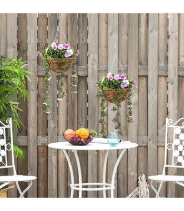 HOMCOM Set of 2 Artificial Plants, Azalea Flowers in Basket