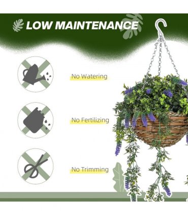 HOMCOM Set of 2 Artificial Plants, Lavender Flowers in Basket, Purple