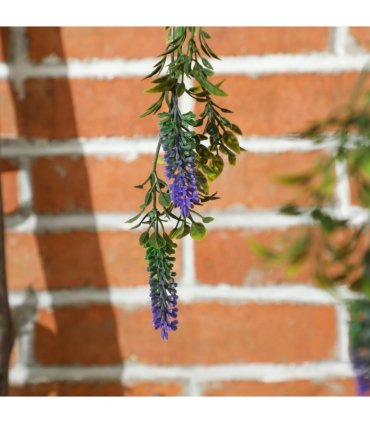 HOMCOM Set of 2 Artificial Plants, Lavender Flowers in Basket, Purple