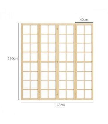 HOMCOM Indoor Room Partition, 4 Panel Folding Room Divider, 160 x 170cm