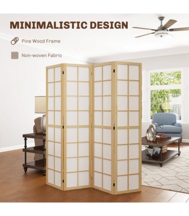 HOMCOM Indoor Room Partition, 4 Panel Folding Room Divider, 160 x 170cm