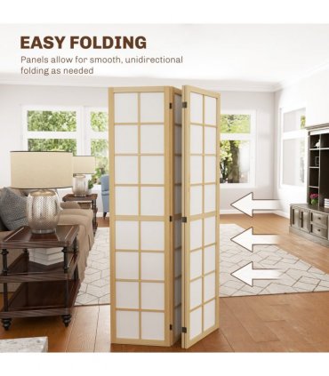 HOMCOM Indoor Room Partition, 4 Panel Folding Room Divider, 160 x 170cm