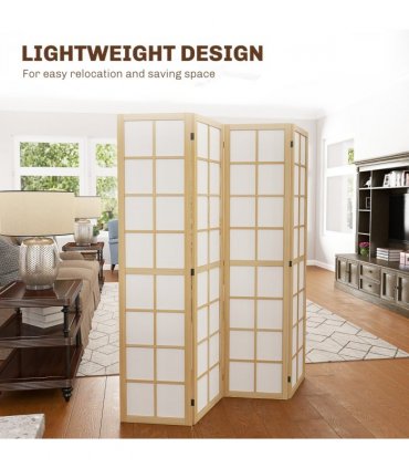 HOMCOM Indoor Room Partition, 4 Panel Folding Room Divider, 160 x 170cm