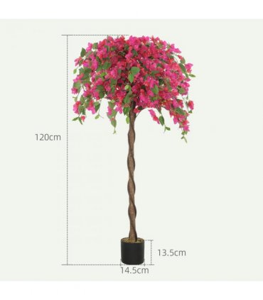 HOMCOM Set of 2 Decorative Artificial Plants Fake Plants Purple and Red