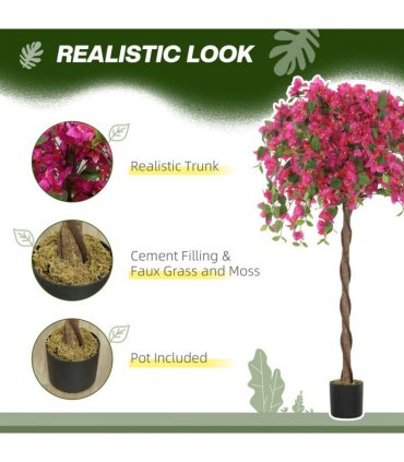 HOMCOM Set of 2 Decorative Artificial Plants Fake Plants Purple and Red