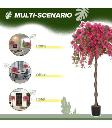 HOMCOM Set of 2 Decorative Artificial Plants Fake Plants Purple and Red