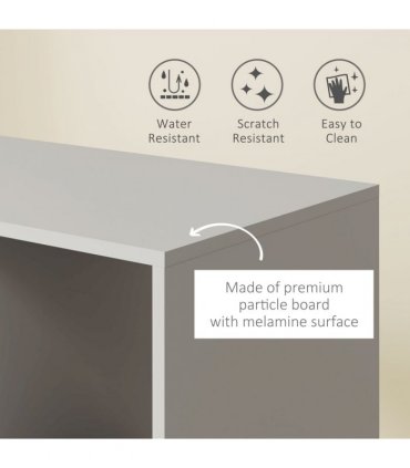 HOMCOM Rolling Open Wardrobe Hanging Rail Storage Shelves for Clothes, Grey