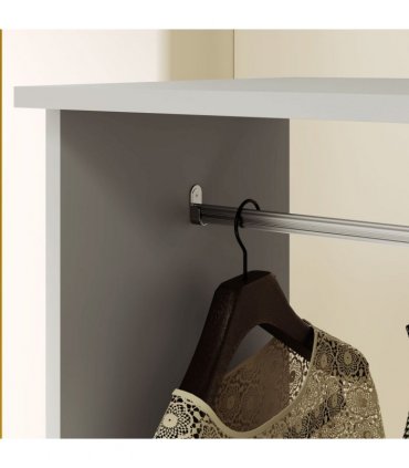 HOMCOM Rolling Open Wardrobe Hanging Rail Storage Shelves for Clothes, Grey