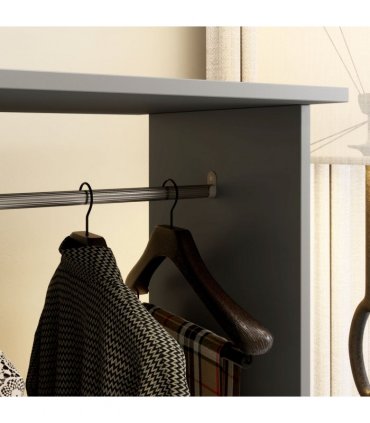 HOMCOM Mobile Double Open Wardrobe w/ Clothes Hanging Rail Clothing Grey