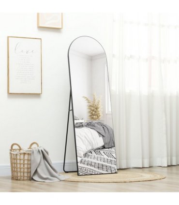 HOMCOM Floor Mirror Wall Mount Leaning Standing Mirror 50 x 150cm Black