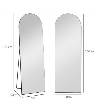 HOMCOM Floor Mirror Wall Mount Leaning Standing Mirror 50 x 150cm Black
