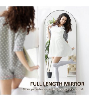 HOMCOM Floor Mirror Wall Mount Leaning Standing Mirror 50 x 150cm Black