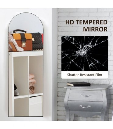 HOMCOM Floor Mirror Wall Mount Leaning Standing Mirror 50 x 150cm Black