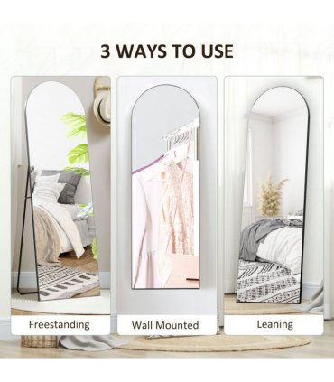 HOMCOM Floor Mirror Wall Mount Leaning Standing Mirror 50 x 150cm Black