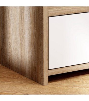 HOMCOM Bedside Table with Drawer for Bedroom, Living Room, Natural Wood Effect