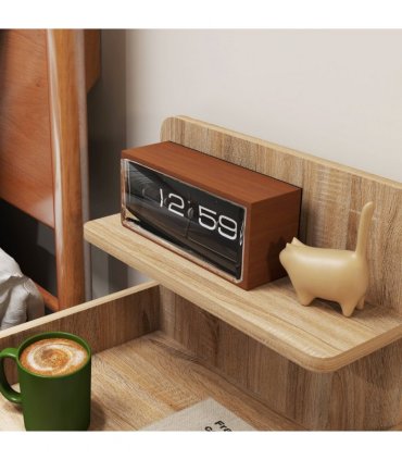 HOMCOM Bedside Table with Drawer for Bedroom, Living Room, Natural Wood Effect