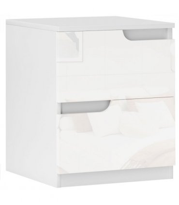 HOMCOM Modern Bedside Table with 2 Drawers for Bedroom, Living Room, White