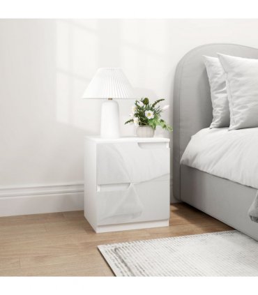 HOMCOM Modern Bedside Table with 2 Drawers for Bedroom, Living Room, White
