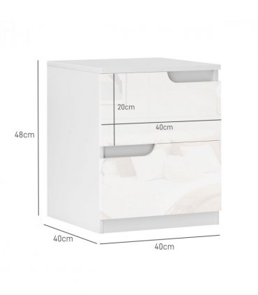 HOMCOM Modern Bedside Table with 2 Drawers for Bedroom, Living Room, White