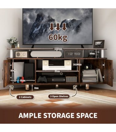 HOMCOM TV Unit Cabinet with Storage Shelves Entertainment Center Rustic Brown