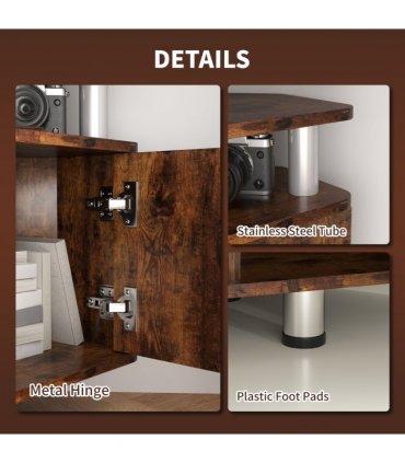HOMCOM TV Unit Cabinet with Storage Shelves Entertainment Center Rustic Brown