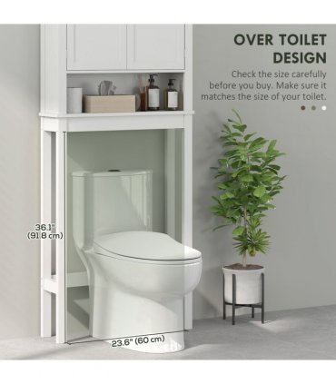 HOMCOM Over Toilet Storage Unit 3-Tier Freestanding Washing Machine Cabinet