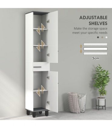 HOMCOM Bathroom Cabinet with Adjustable Shelves, Double Doors and Drawer