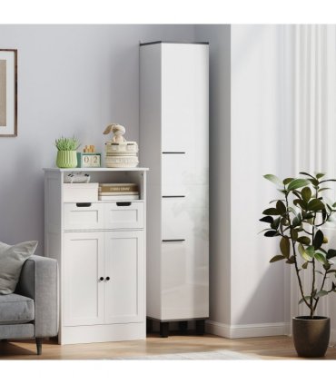 HOMCOM Bathroom Cabinet with Adjustable Shelves, Double Doors and Drawer
