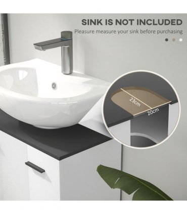 HOMCOM Bathroom Under Sink Cabinet with Adjustable Shelf High Gloss White