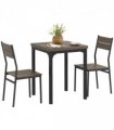 HOMCOM 3 Pcs Compact Dining Table 2 Chairs Set Grey Wood Grain