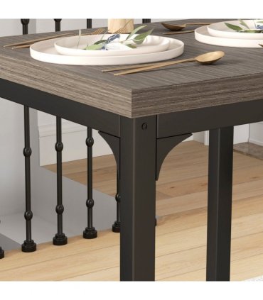 HOMCOM 3 Pcs Compact Dining Table 2 Chairs Set Grey Wood Grain