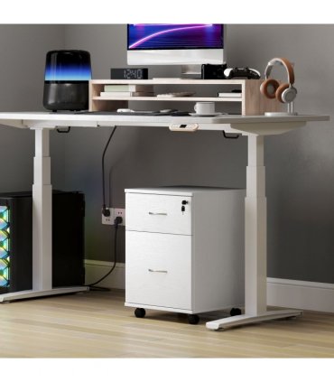 HOMCOM Pedestal Office Mobile Filing Cabinet 2 Drawer White